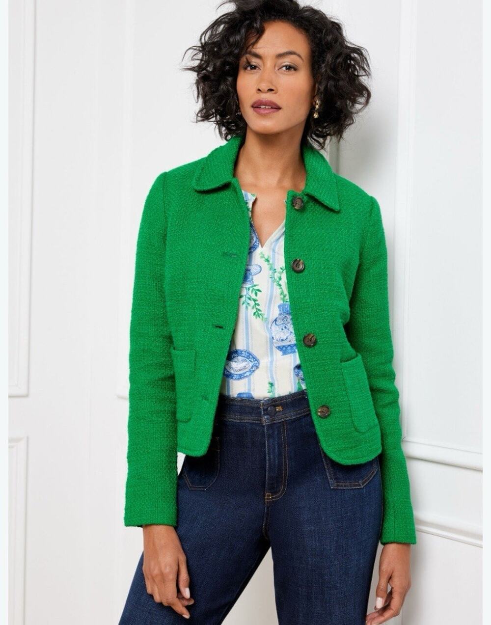 Talbots AMHERST TWEED CROPPED JACKET Size 14P